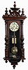 Clocks- 2 (Two) Vienna Regulator 2 Weight German Walnut Wall: Thomas Haller #11102 with multi- color dial; Gustav Becker #1882976, 1908 presentation plate