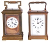 Clocks- 2 (Two) French repeating carriage clocks, 8 day, time and strike; one with alarm and the other in Anglais case signed "Hry Marc Paris"
