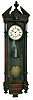 Clocks- 2 (Two) Vienna regulator 8 day wall clocks; unsigned antique oak one weight time only ; Hermle modern quarter- chime (not Westminster) with weight- driven time train, spring- driven strike and chime trains
