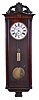 Germany, unsigned Vienna regulator style wall clock, 8 day, time only, weight driven movement in a mahogany case with white enamel two part dial, serial no. 44509