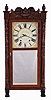 Ephraim Downs, Bristol, Conn. Tall Empire shelf clock with mahogany case and fully carved half columns, splat, pineapple finials and paw feet with a 30 hour weight driven time and strike wood movement,