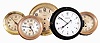 Clocks- 5 (Five) Chelsea Clock Company 8 day time only round wall clocks: "Timemaster" 8" in black phenolic hinged case, #878224; 6" with no hands, #70159; 6" dial signed "Advanced Nautical Equipment Co, Boston", #223852; 8.5" hinged, no hands, #621509; "Timemaster" 6" hinged bezel #878222