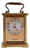 Chelsea Clock Co., Boston, Mass., for the James R. Armiger Co., Baltimore, Md., carriage clock, Corniche style case with engraved memorial inscription, beveled glasses, Arabic numeral silvered dial, blued steel Breguet style hands, 8 day timepiece movement with lever escapement,