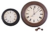 Clocks- 2 (Two) E Howard & Co., Boston, electric clocks: the first with 24 1/2 inch metal case, Roman numeral painted dial, signed nickel plated movement, the other a case only, 17 inch turned wooden case, and Roman numeral painted dial