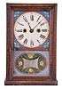 Silas B. Terry, Terrysville, Conn., Cigar Box clock with a 30 hour spring driven time and strike movement in a mahogany veneered case.