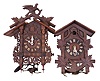 Clocks- 7 (Seven) German Cuckoo two- weight thirty- hour, 5 are larger older examples, 2 are modern