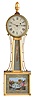 Daniel Hubbard, Woonsocket Falls, Rhode Island, 8 day, weight brass Patent or Banjo wall timepiece. Dial is numbered "166"