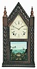 Forestville Manufacturing Co. (J. C. Brown). Bristol, Connecticut, 8 day brass time & strike movement in ripple front sharp Gothic or "steeple" clock.