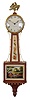 Foster Campos, Pembroke, Mass., 8 day, time and strike weight brass movement cross- banded mahogany case Patent or Banjo timepiece, numbered 11.