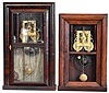 Clocks- 2 (Two): (1) E. C. Brewster, Bristol, CT 30 hour, time and strike spring brass and iron plate movement shelf clock, (2) E. C. Brewster, Bristol, CT 30 hour, time and strike spring brass and iron plate movement shelf clock.,