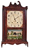 Clocks- 2 (Two): (1) Seth Thomas Clock Co., Plymouth Hollow, Conn., 30 hour, time and strike weight wood movement pillar & scroll shelf clock, c. 1823. (2) Jeromes & Darrow, Bristol, Conn., empty pillar & scroll case, c. 1830.