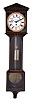 Laterndluhr, nine glass mahogany case, two part Roman numeral enamel dial with gilt bezel, brass pendulum and weight