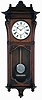 Seth Thomas Clock Co., Thomaston, Conn., "Marcy" wall hanging clock with a 8 days, 3- train, spring driven, time and strike, movement with cathedral gong strike on hour and quarter hour striking on 2 cup bells in a walnut case,
