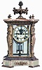 Ansonia Clock Co., New York, NY, "Sceptre", 8 day, time and strike spring brass movement Onyx and Brass crystal regulator.