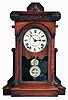 Seth Thomas Clock Co., Thomaston, Conn., "Pittsburgh" City Series shelf clock with an 8 day spring driven time & strike lyre movement in a walnut case.