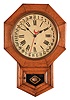 Clocks- 2 (Two): (1) New Haven Clock Co., New Haven, Conn. "Drop Octagon" wall hanging clock with an 8 day spring driven timepiece movement with a simple calendar mechanism in an oak case, c1900. (2) Waterbury Clock Co., Waterbury, Conn., "Drop Octagon" wall hanging clock with an 8 day spring driven timepiece movement in a mahogany and rosewood veneer case, c1874.