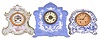 Clocks- 3 (Three): (1) French, Marti & Cie, 8 day, time and strike spring brass movement porcelain mantel clock, c1900 (2) New Haven Clock Co., New Haven, Conn., 8 day, time and strike spring brass movement porcelain mantel clock, c1900 (3) Waterbury Clock Co., Waterbury, Conn., 8 day, time and strike spring brass movement porcelain mantel clock, c1900