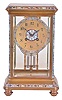 French, Japy Freres, 8 day, time and strike spring brass movement brass and enamel crystal regulator.