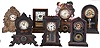 Clocks- 7 (Seven): (1) Reproduction Nicholas Muller "Baseball Players" iron front shelf clock with a period spring driven 30 hour time and strike movement. (2) Seth Thomas Clock Co., Thomaston, Conn., "Cottage shelf clock with a spring driven 8 day time, strike and alarm movement in a veneered case, c1900. (3) Muller iron front clock (with no movement and with a new case). (4) Unmarked Round Top shelf clock with a spring driven 8 day time and strike movement in a rosewood veneered case, c1890. (5) Daniel Pratt, Boston, Mass, shelf clock with a spring driven 8 day time and strike movement in a rosewood veneered case, c1880, (6) New Haven Clock Co., New Haven, Conn., "No. 511" shelf clock with a spring driven 8 day time and strike movement in a darkly finished wood case, c1886. (7) Unmarked Iron Front shelf clock with a spring driven 8 day time and strike movement, c1860.
