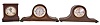 Clocks- 7 (Seven): including 6 tambour style and one mantel alarm clocks; New Haven, Plymouth Clock Co., and Seth Thomas, c1910