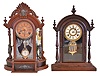 Clocks- 2 (Two): (1) Welch, Spring & Co., Forestville, Conn., "Parepa, V.P.", 8 day, time and strike spring brass movement shelf clock, c1878 (2) William L. Gilbert Clock Co., Winsted, Conn., "Occidental", 8 day, time and strike spring brass movement shelf clock, c1891