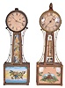 Clocks- 2 (Two): (1) Massachusetts, Unknown maker, 8 day, weight brass movement Patent or banjo timepiece, c1825 (2) Massachusetts, Unknown maker, 8 day, weight brass movement Patent or banjo timepiece, c1825