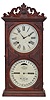 Ithaca Calendar Clock Co., Ithaca, NY, "No. 10 Farmer's", 8 day, time and strike spring brass movement double dial calendar shelf clock.