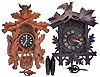 Clocks- 2 (Two) German cuckoos: the first a cuckoo & quail with brass movement marked "Sears, Roebuck & Co. Germany", c1900, the other with hunter style case, c1950