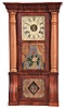 Clocks- 2 (Two): (1) Seth Thomas Clock Co., Thomaston, Conn., "Cornice and Column" shelf clock with an 8 day weight driven brass lyre movement in a mahogany case with bright gilt columns, c1875. (2) Seth Thomas Clock Co., Plymouth Hollow, Conn., "Cornice and Column" shelf clock with an 8 day weight driven brass lyre movement in a rosewood case with gilt columns, c1855.
