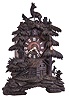 Germany, large shelf cuckoo, the case carved with Alpine landscape incorporating a cabin, trees and various animals, turned wooden dial with applied Roman numerals, 8 day, two train brass spring driven movement, the strike train with a fusee