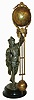 Ansonia Clock Co., New York, NY, "Fisher" ball swinger figural mantel clock, 8 days, time only, spring driven movement in a gilt finished ball case supported by a statue of a fisherman, c1880