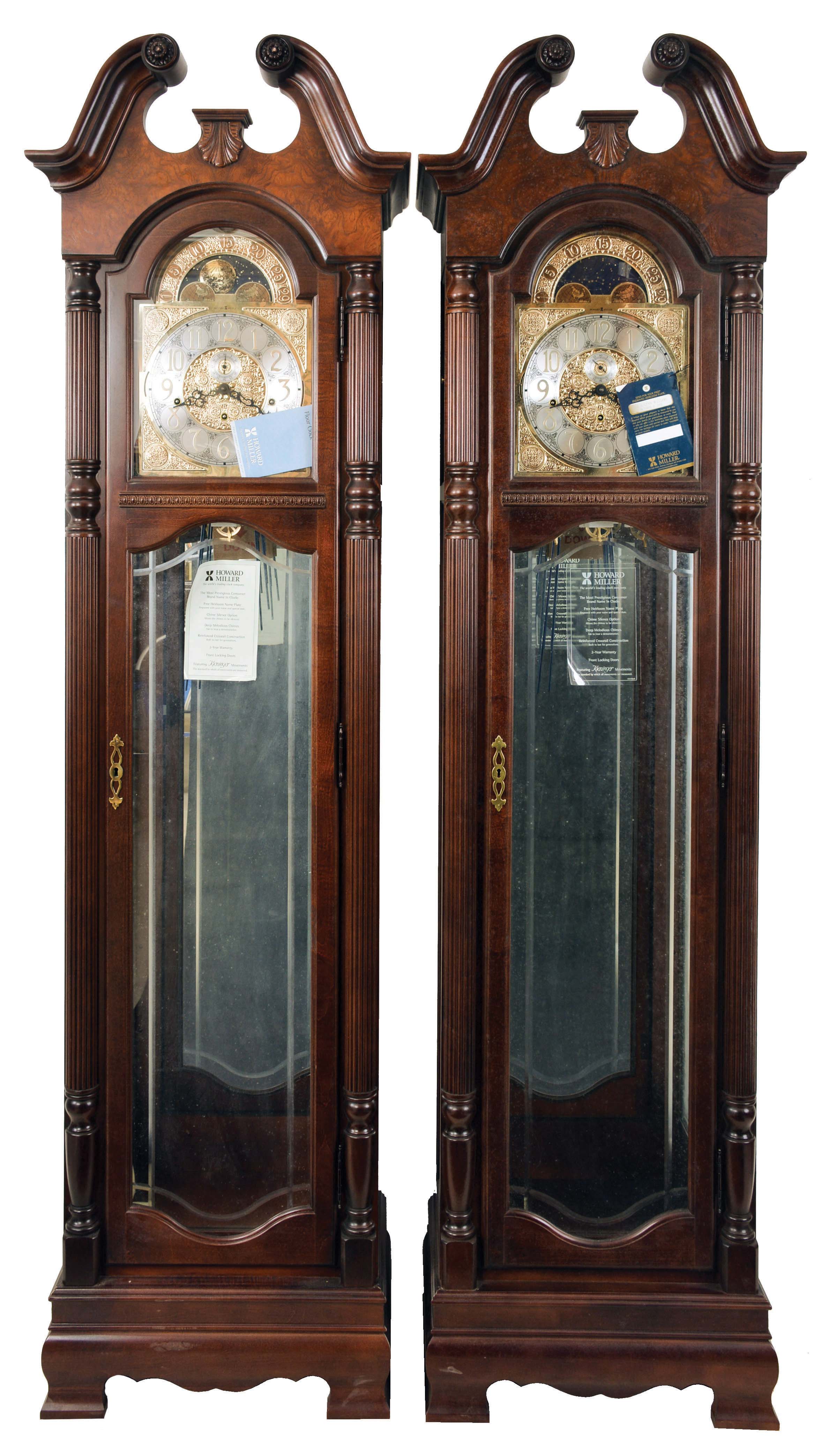 Tall Clocks- 7 (Seven) Howard Miller New Old Stock in box including a Canton (Model 615- 016), two Rochesters (Model 610- 793), two Ashley (Model 610- 519) and two Collindales (Model 610- 954) — Antique Clocks Price Guide