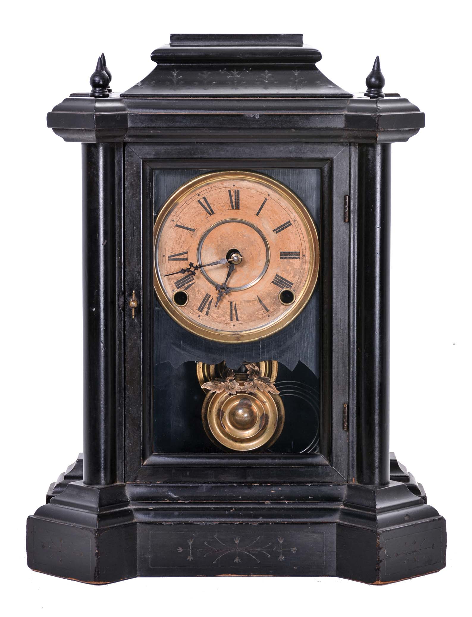 E. Ingraham &amp; Co., Bristol, Conn., "Domino", 8 day, time and strike spring driven movement shelf clock. — Antique Clocks Price Guide
