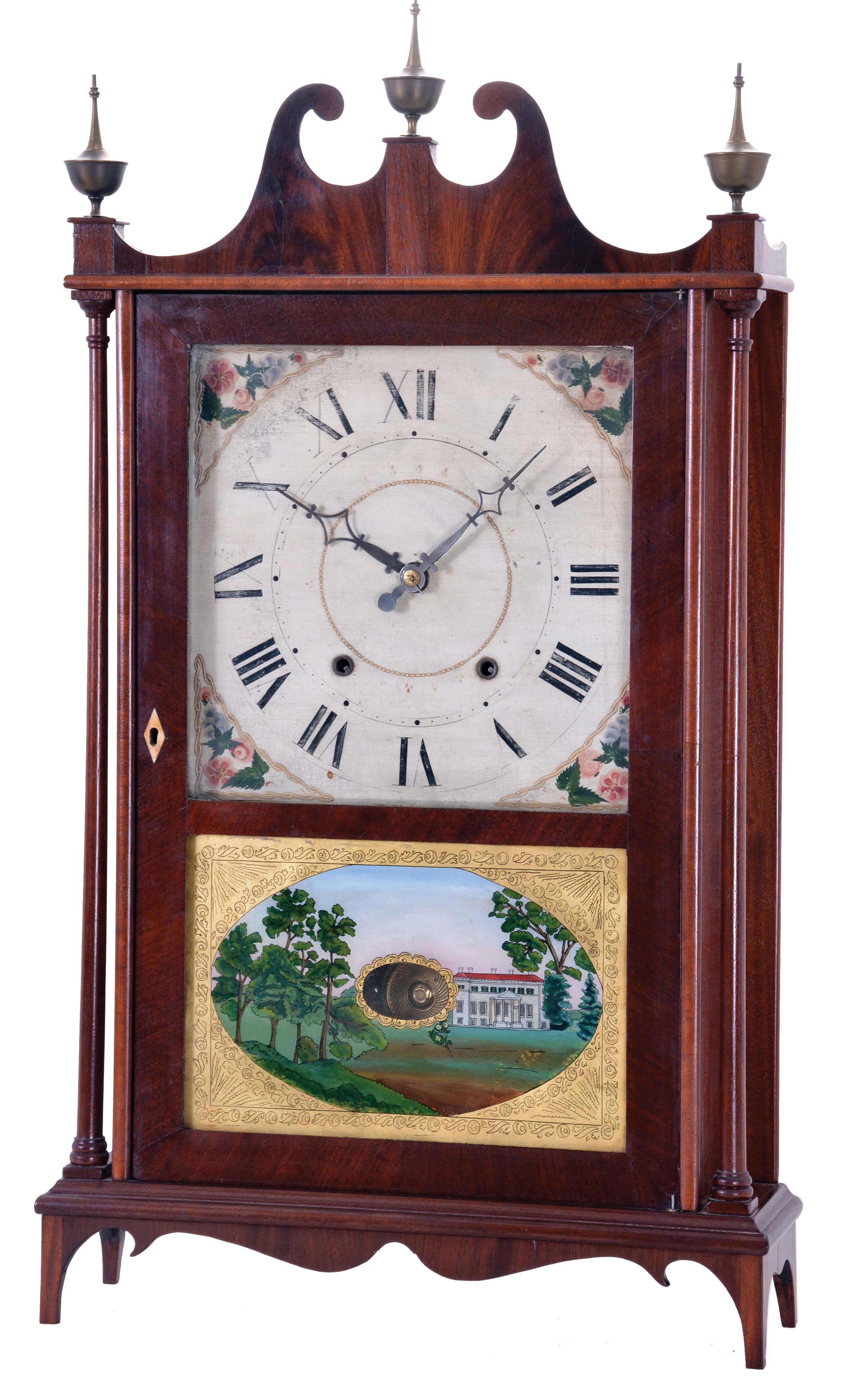 Seth Thomas, Plymouth, Conn., 30 hour, time and strike weight wood movement pillar &amp; scroll shelf clock. — Antique Clocks Price Guide