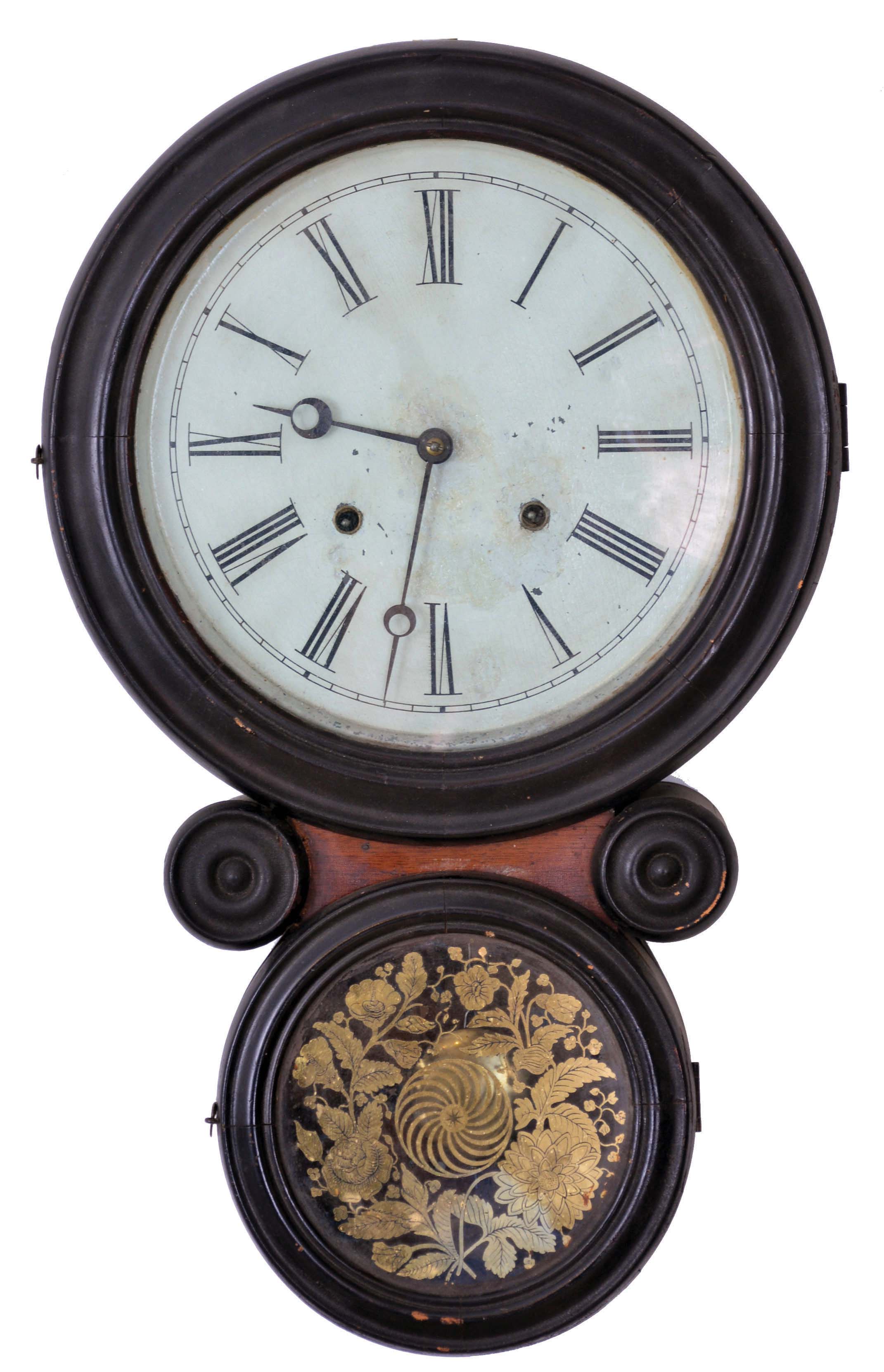 E. Ingraham &amp; Co., Bristol, Conn., "Ionic", 8 day, time and strike spring driven movement wall clock. — Antique Clocks Price Guide