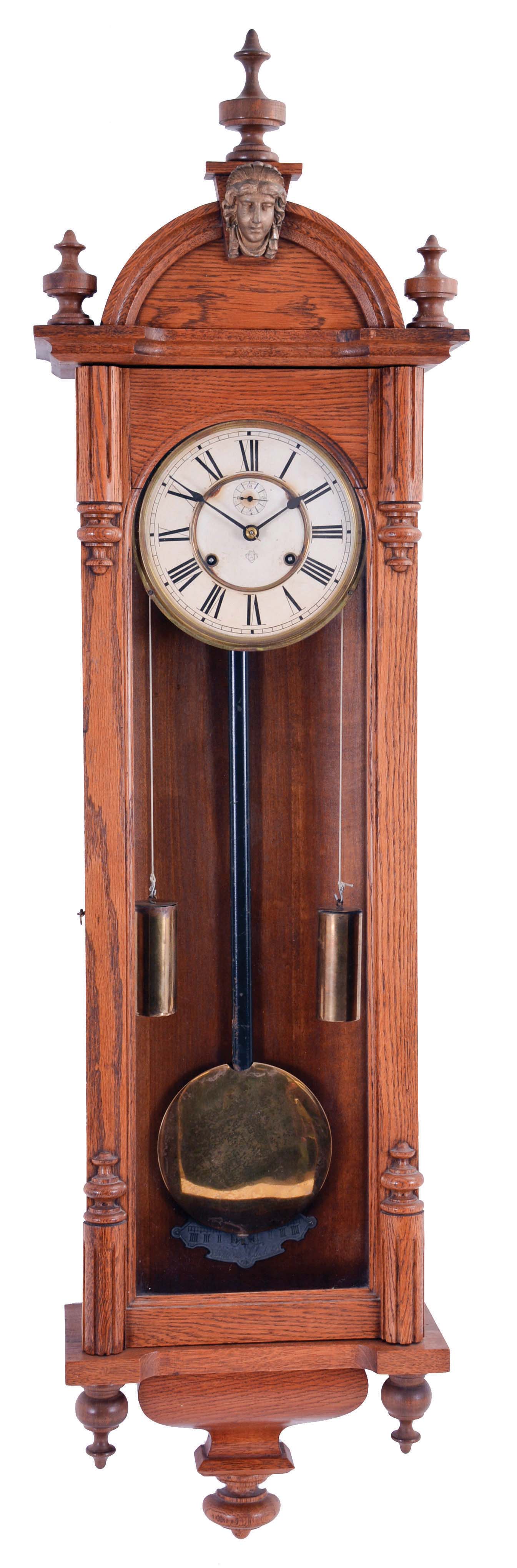 Ansonia Clock Co., New York, NY, "Capitol", 8 day, time only double weight driven, brass movement wall timepiece. — Antique Clocks Price Guide