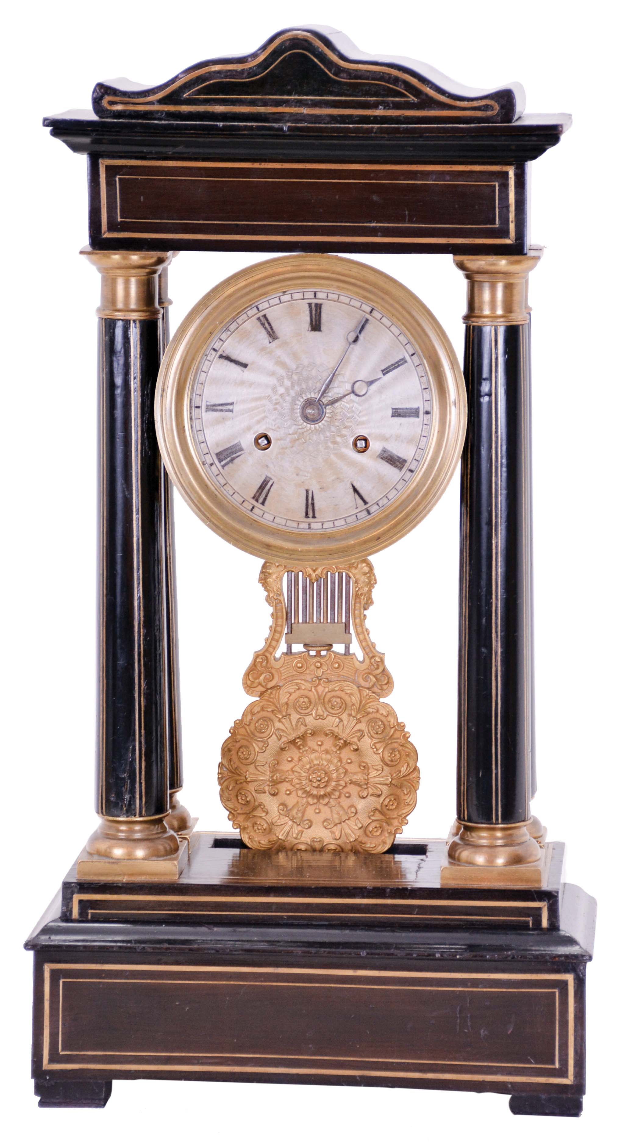 French, Vincenti &amp; Cie, 8 day, time and strike spring driven movement 4-column Empire mantel clock. — Antique Clocks Price Guide