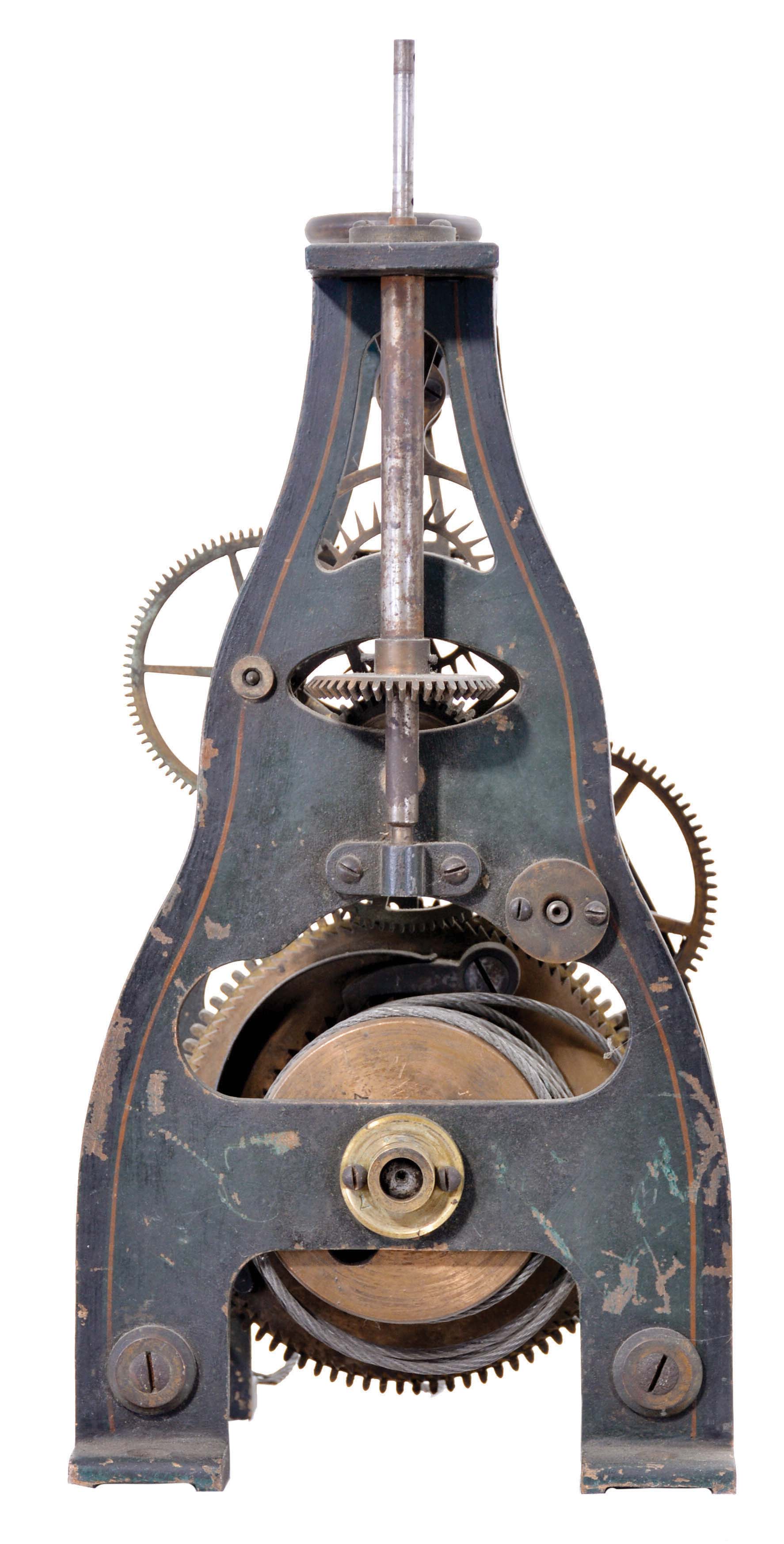 E. Howard &amp; Co., Boston, Mass., "No. 00 Timepiece" tower or street clock, 8 day, time only, weight driven movement including two sets of wooden tower clock hands, motion works and pendulum — Antique Clocks Price Guide