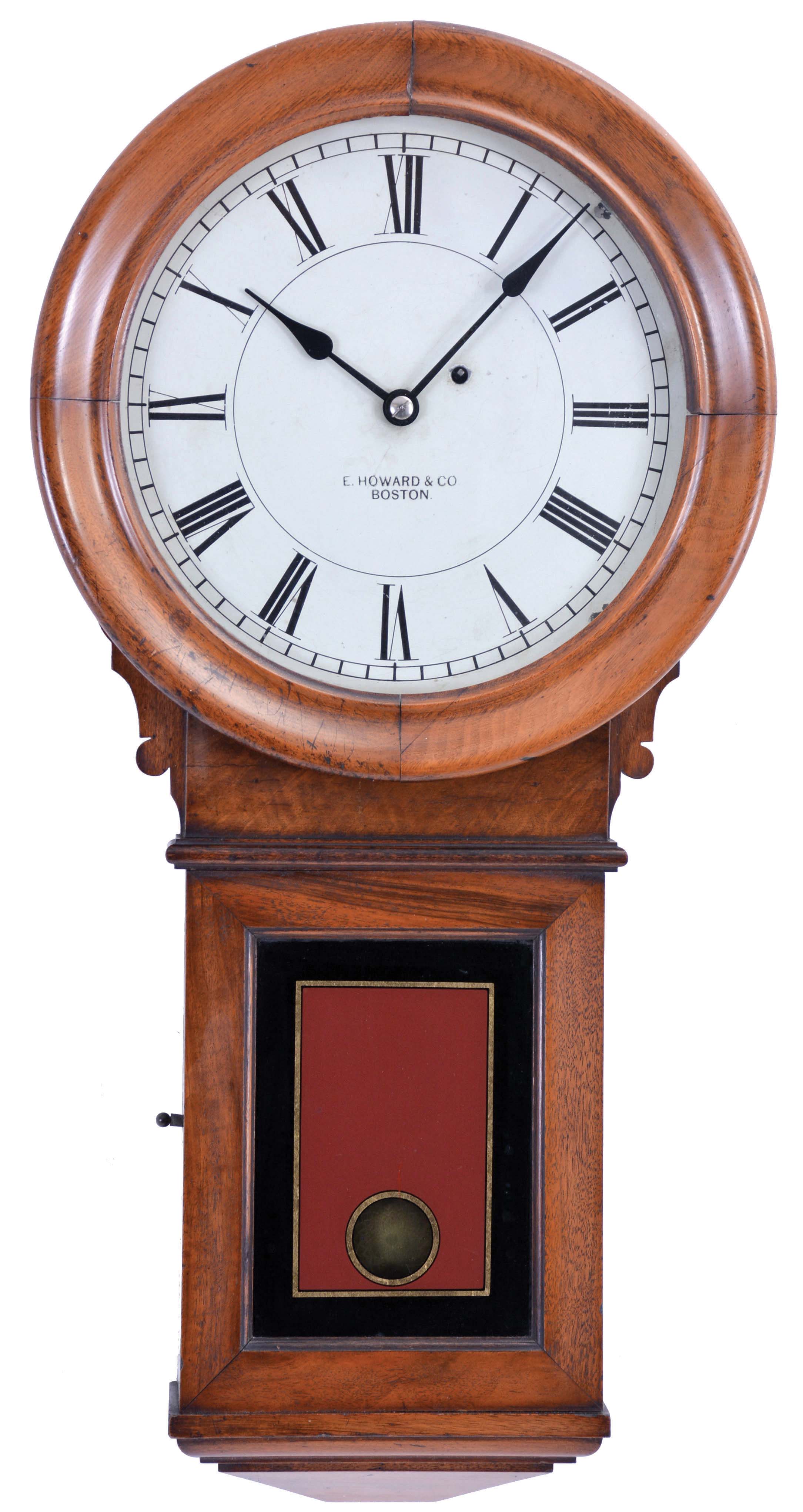 E. Howard &amp; Co., Boston, Mass., "Regulator No. 70", 8 day, weight driven, brass movement regulator wall timepiece. — Antique Clocks Price Guide