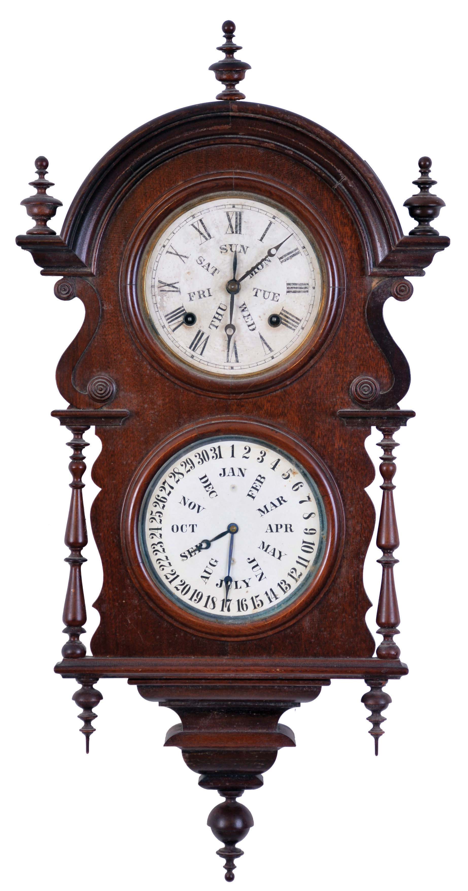 Welch, Spring &amp; Co., Bristol, Conn., "Wagner", 8 day, time and strike spring driven movement wall clock with a B.B Lewis Perpetual calendar. — Antique Clocks Price Guide