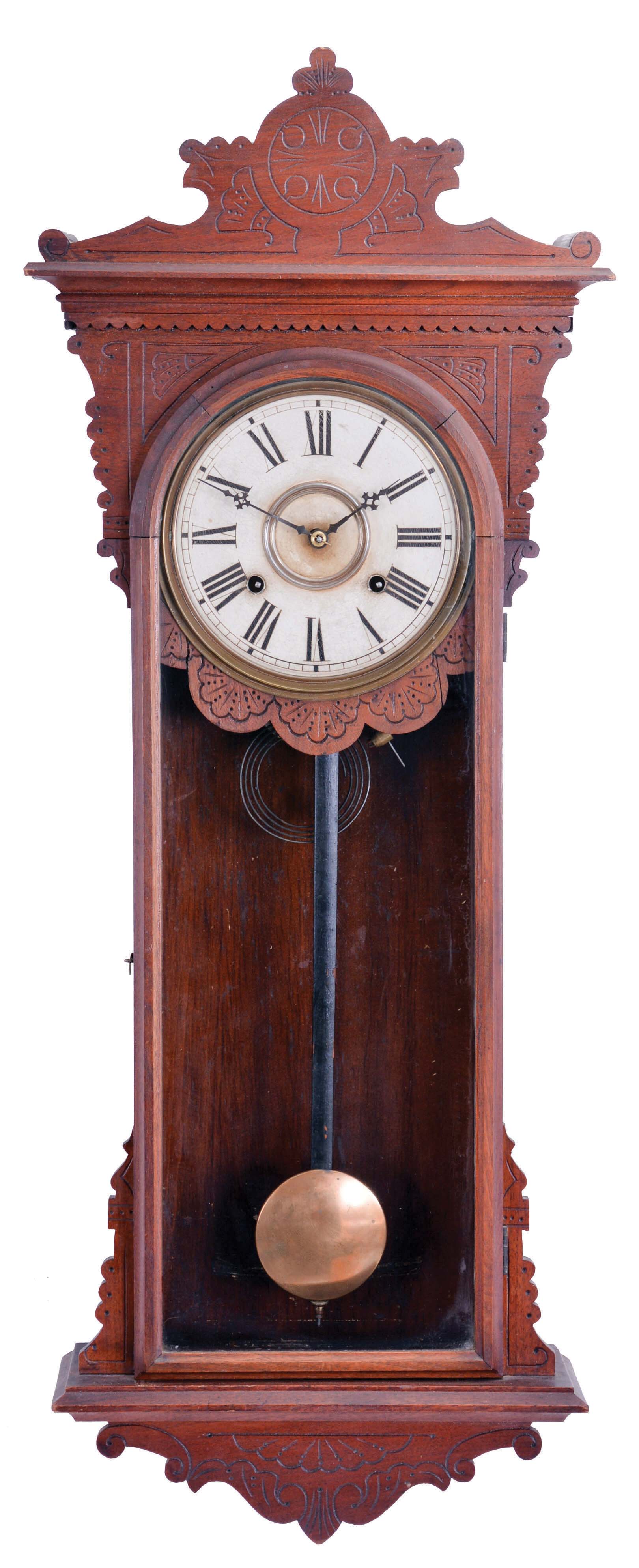 Welch, Spring &amp; Co., Forestville, Conn., "Sembrich", 8 day, time and strike spring driven movement wall clock. — Antique Clocks Price Guide