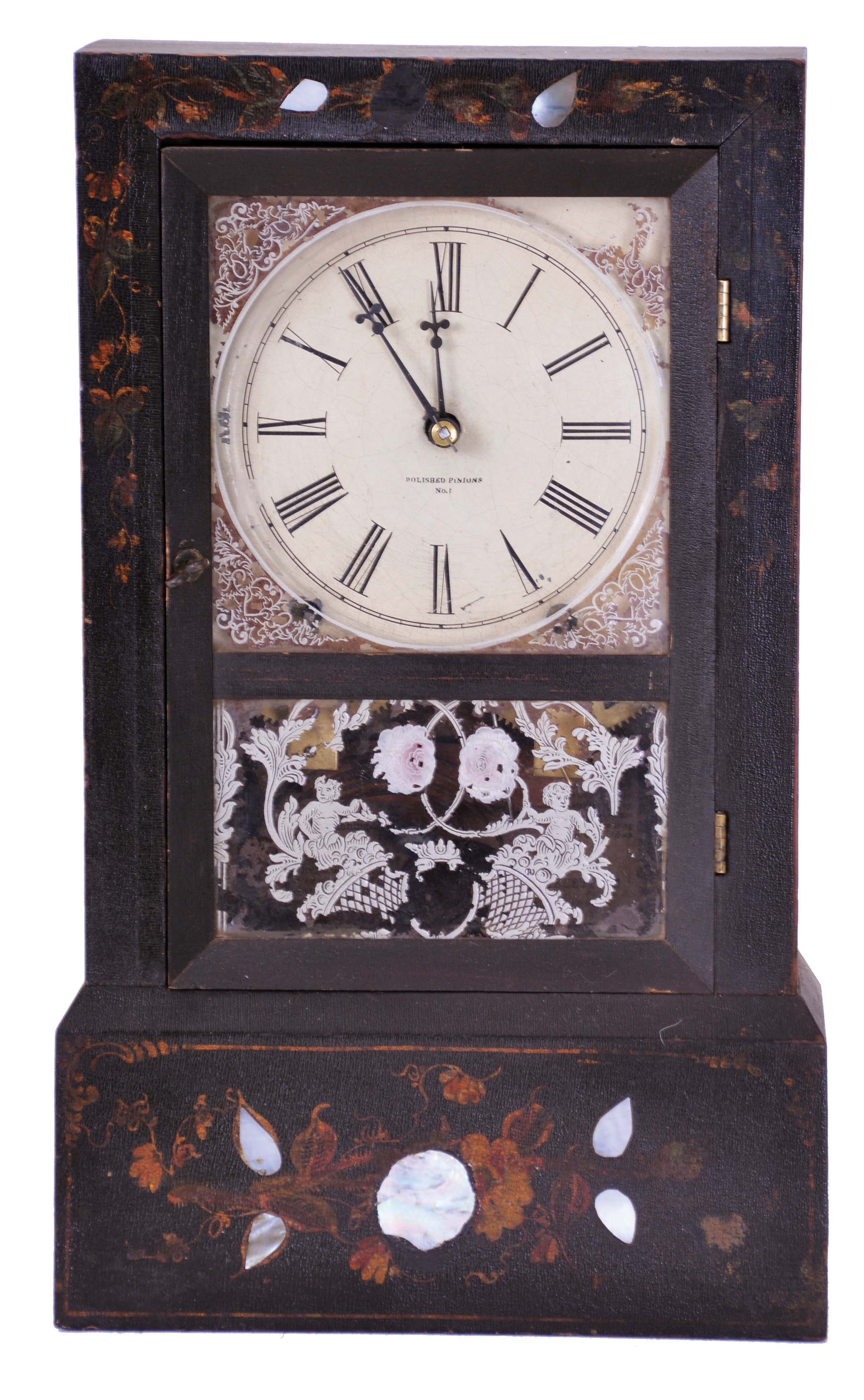 Morse &amp; Co., Plymouth, Conn., 8 day, time and strike spring driven movement cottage clock. — Antique Clocks Price Guide