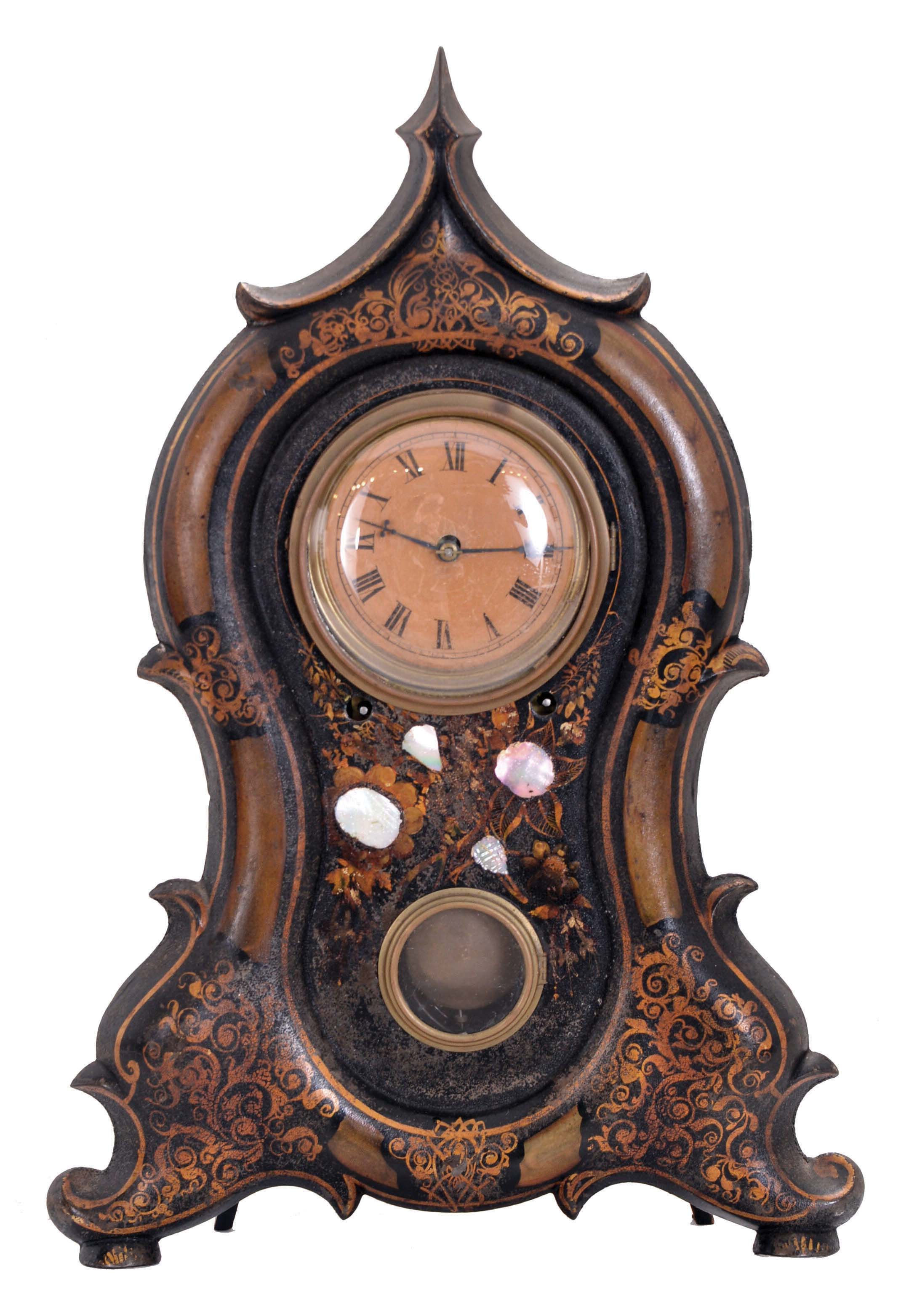 Chauncey Goodrich, Bristol, Conn., 8 day, time and strike spring driven movement iron front shelf clock. — Antique Clocks Price Guide