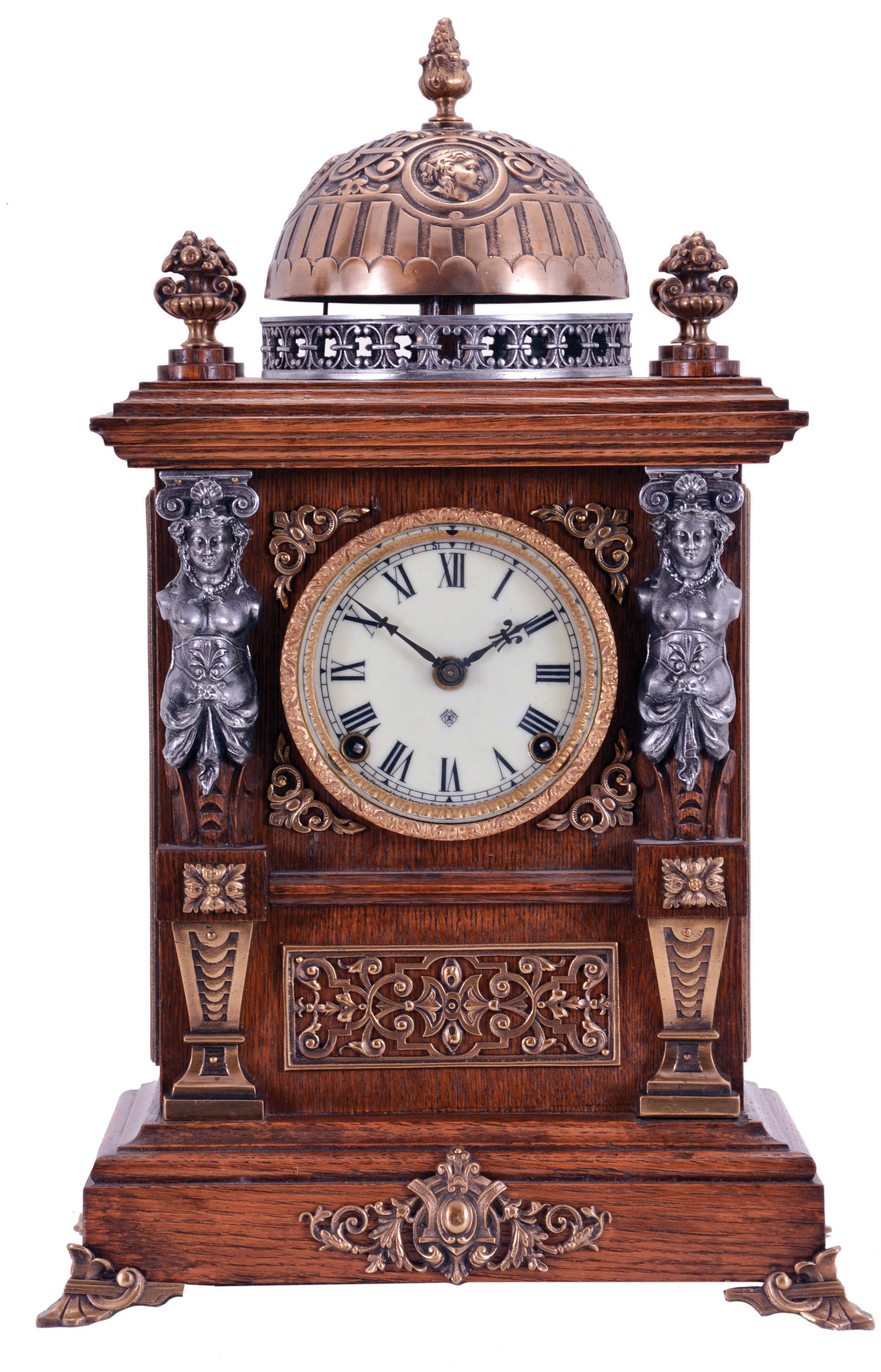 Ansonia Clock Co., New York, NY, "Cabinet Antique No. 1", 8 day, time and strike spring driven movement mantel clock — Antique Clocks Price Guide