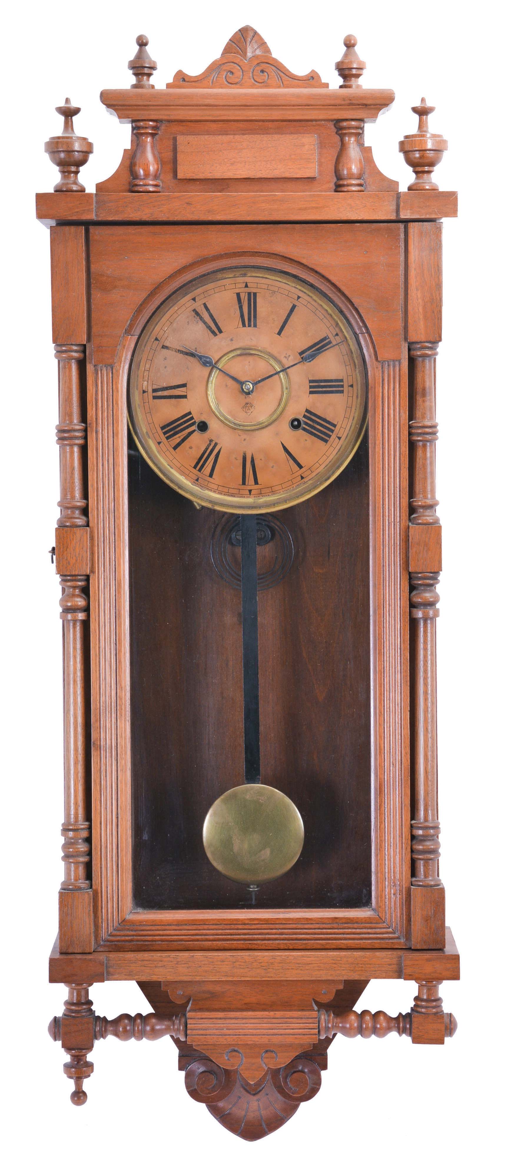 Ansonia Clock Co., New York, NY, "Queen Elizabeth" wall clock with 8-day, spring driven time &amp; strike movement. — Antique Clocks Price Guide