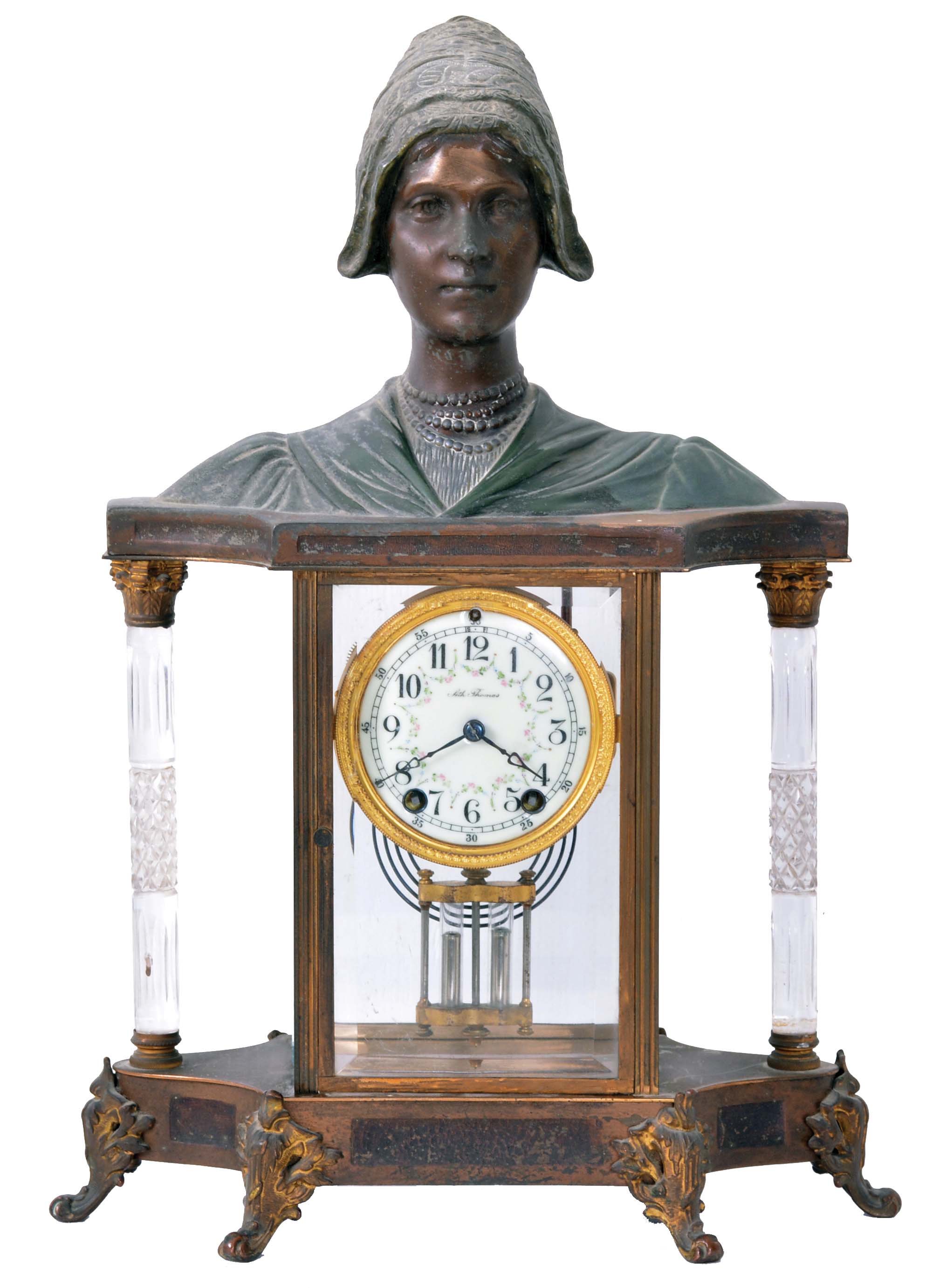 Seth Thomas Clock Co., Thomaston, Conn., "Empire No. 32", crystal regulator with 8 day, time and strike spring driven movement — Antique Clocks Price Guide