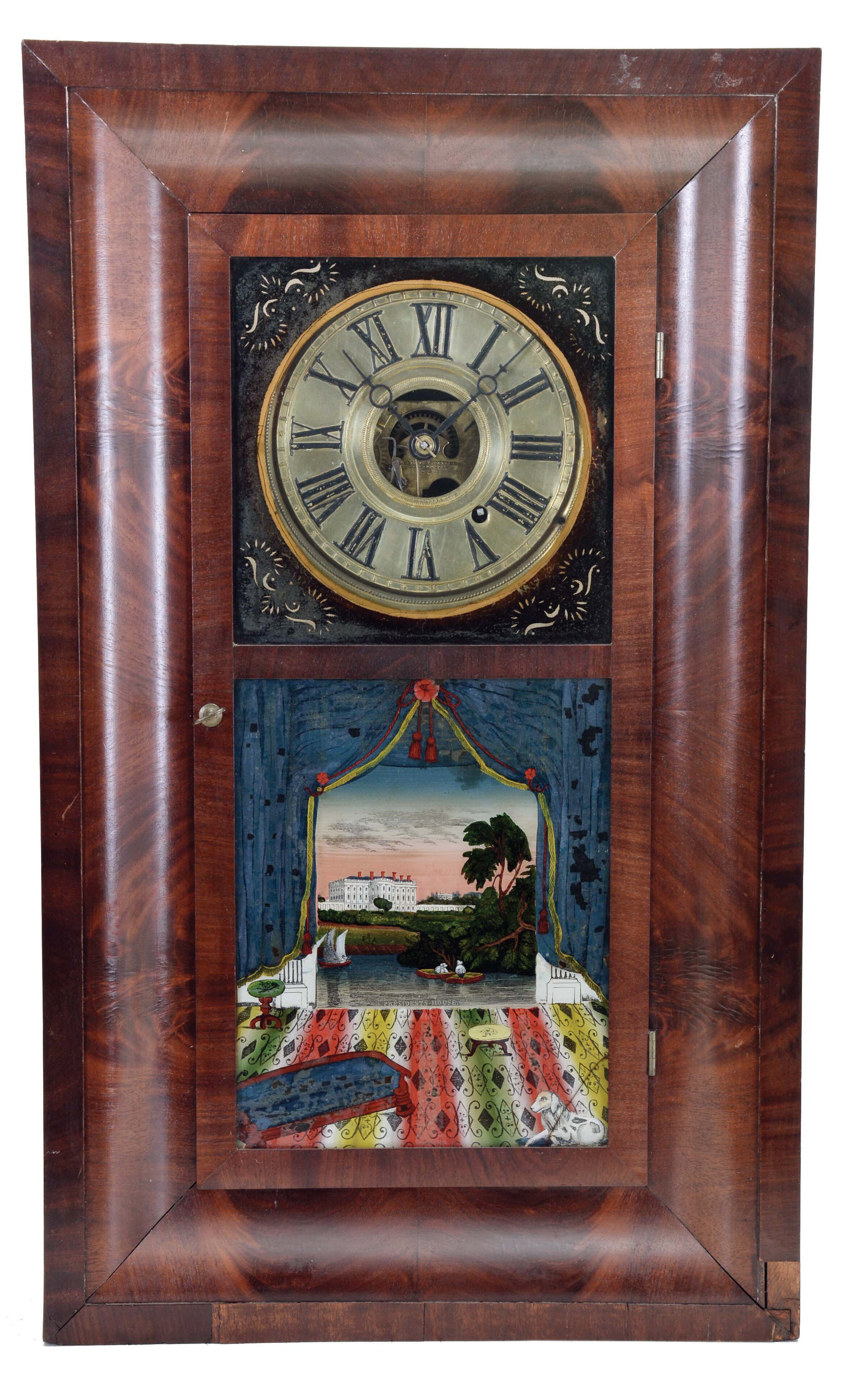 Chauncey Jerome, New Haven, Conn., 8 day, time only, brass weight driven movement OG shelf clock. — Antique Clocks Price Guide