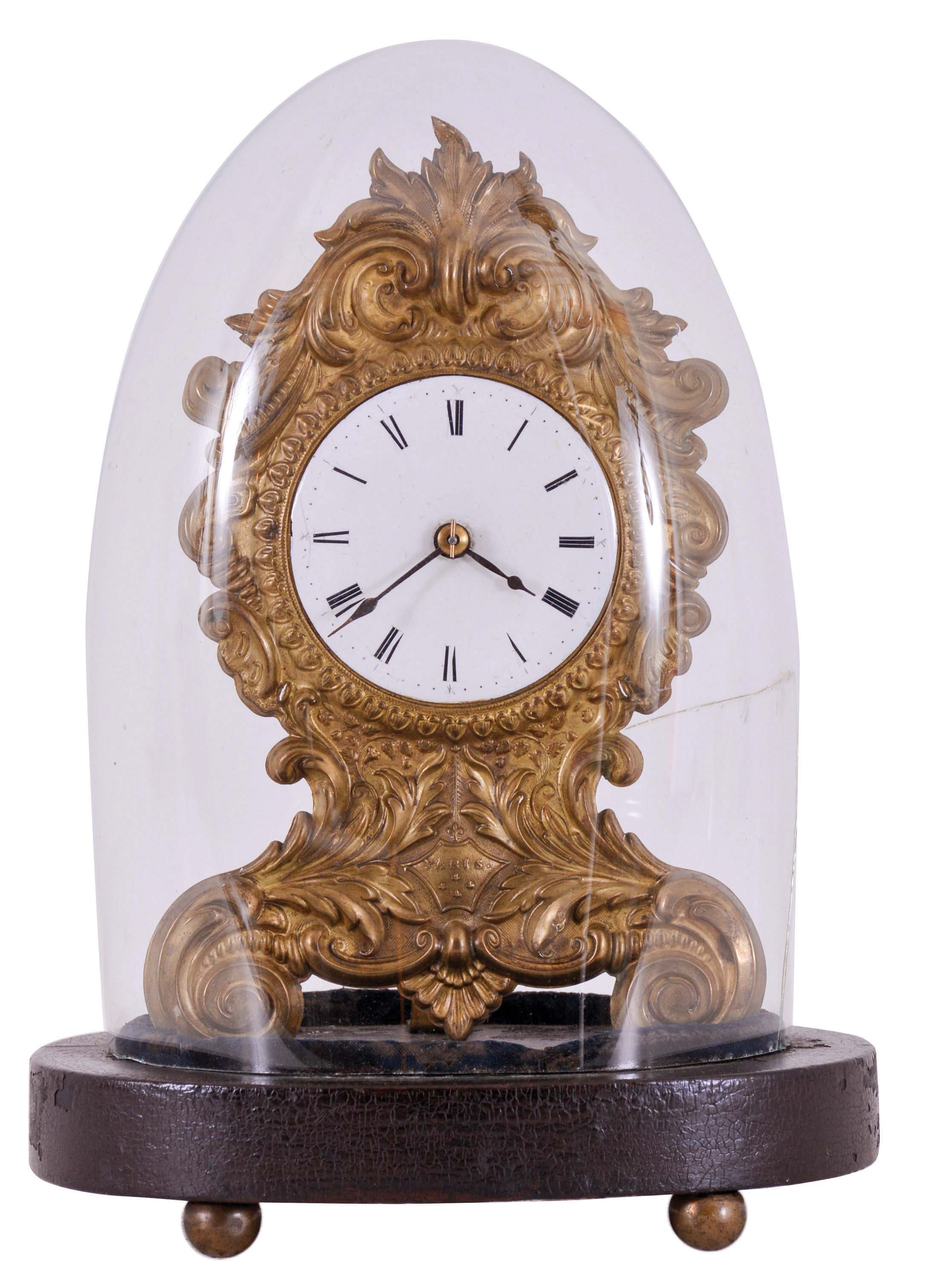 Coe &amp; Co., New York, 30 hour, spring driven, embossed brass front "Paris" model shelf timepiece with Samuel N. Botsford's patent lever escapement movement. This timepiece was made by Jerome Manufacturing Co., New Haven, Conn. — Antique Clocks Price Guide