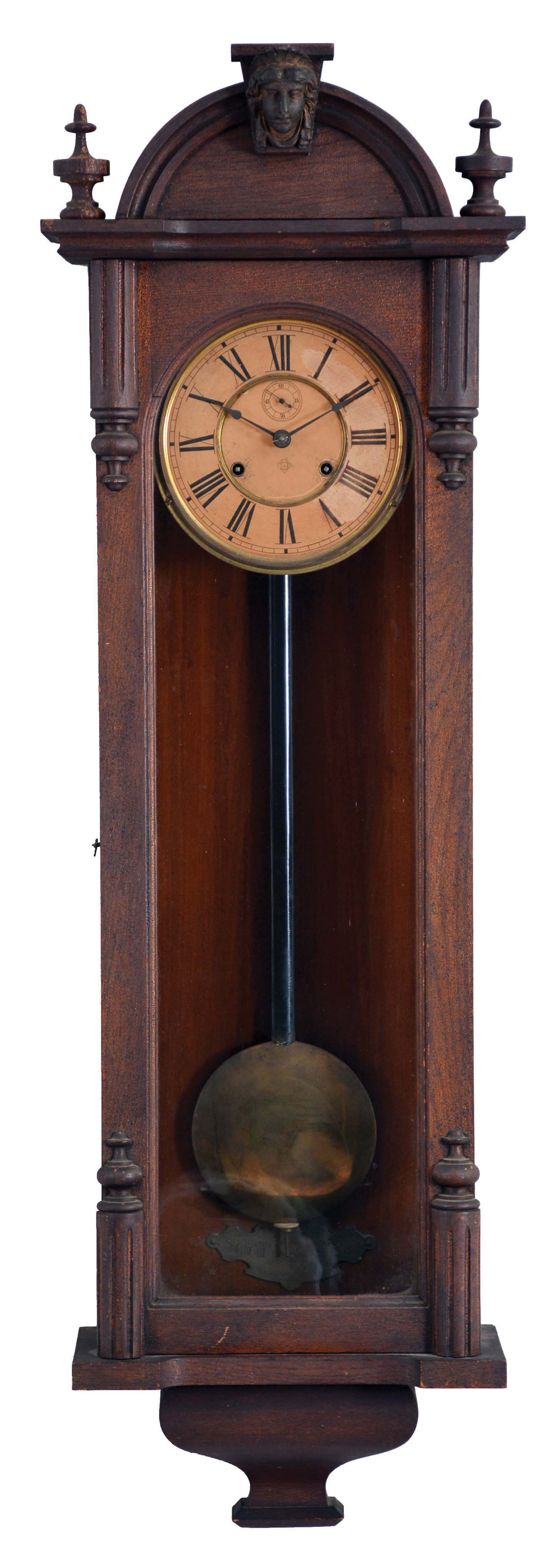 Ansonia Clock Co., New York, NY, "Capitol" wall hanging clock with a spring driven, 8 day timepiece movement in an oak case. — Antique Clocks Price Guide