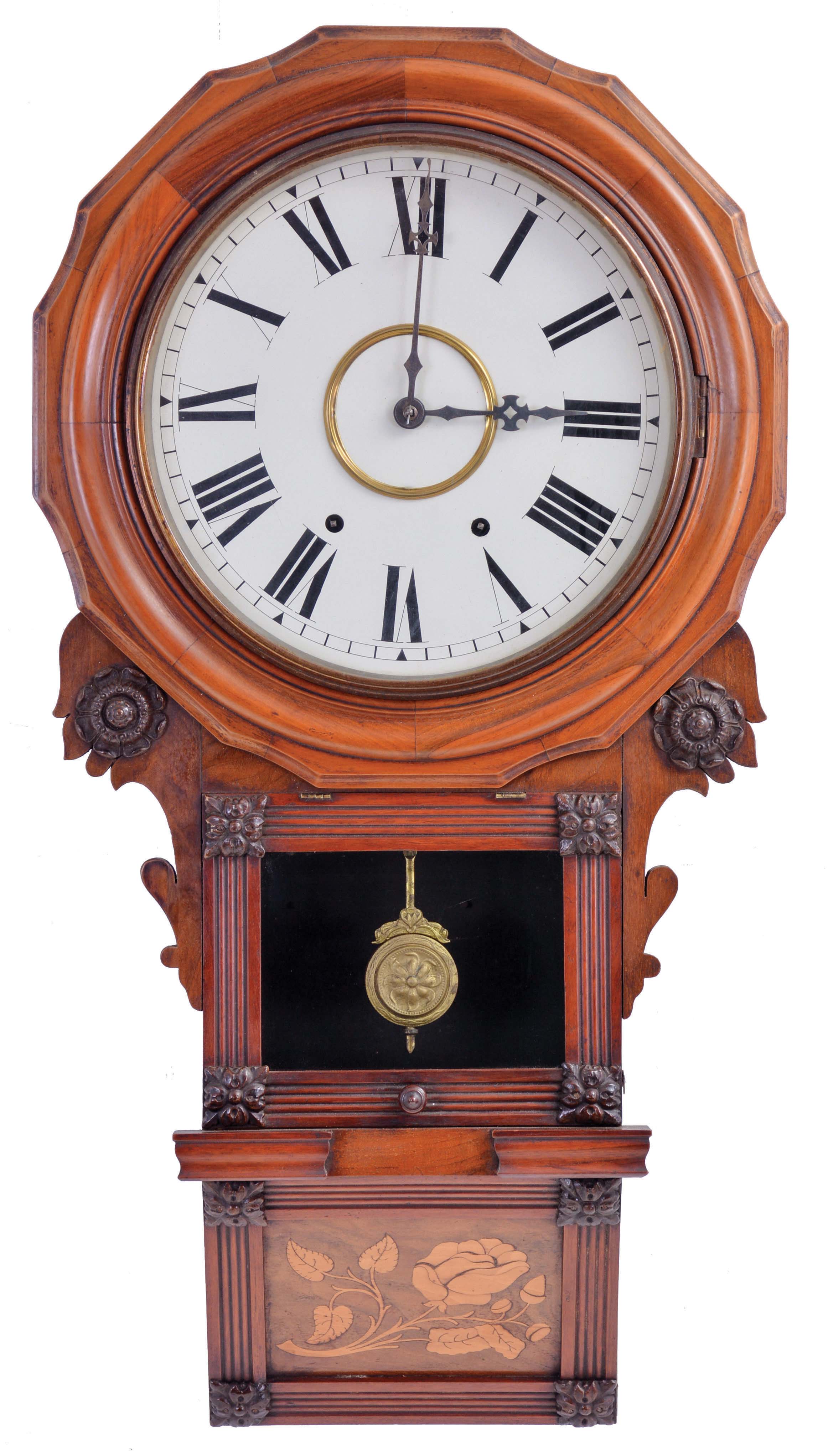 Anglo American 8 day, time and strike spring driven movement wall clock with a movement made by the New Haven Clock Co. — Antique Clocks Price Guide